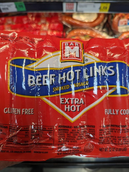 Bar M Extra Hot Beef Hot Links Sausage - 32 Oz (2 Pack) - Pantry Ready